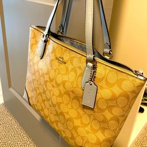 Coach handbag, new,beige and blue.